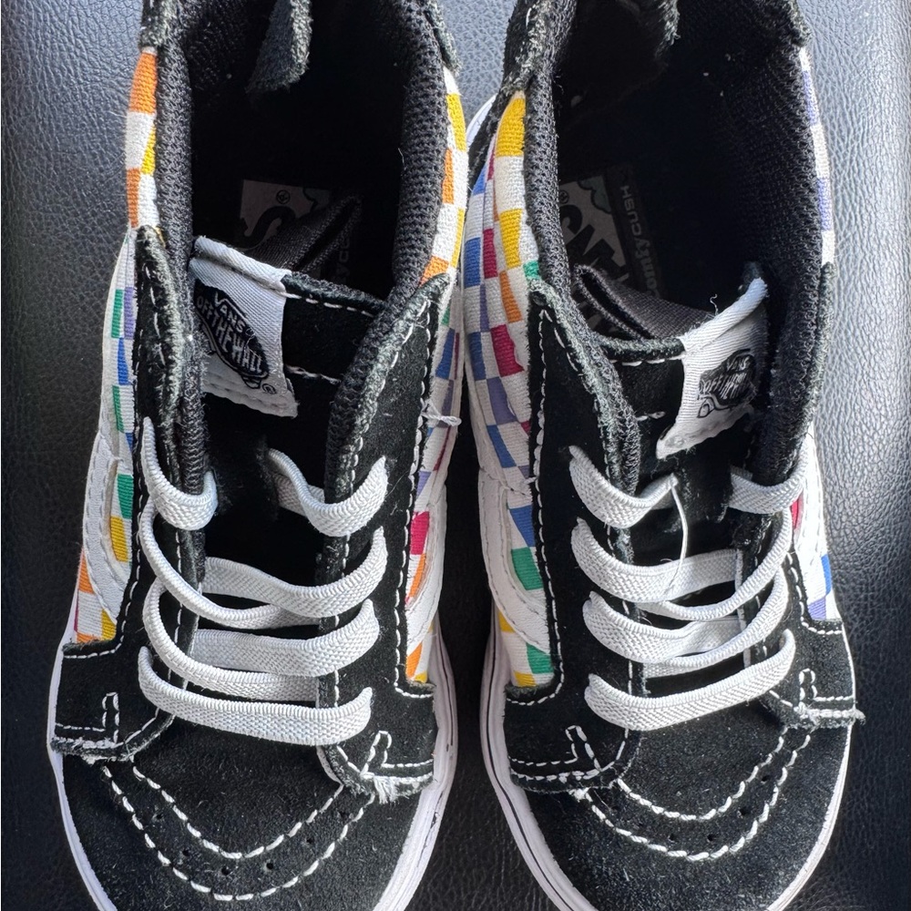 Vans Kids' Black and Multicolor Checkered Sneakers